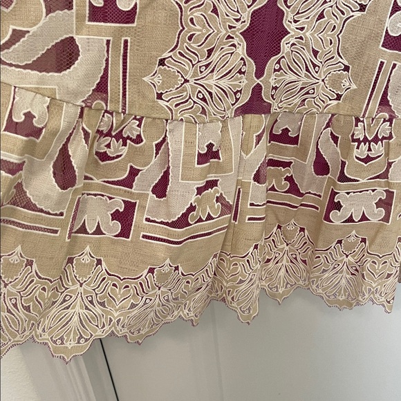 EUC! Moulinette Soeurs/Anthropologie Pink and Cream Lace Midi Dress, Size 2 - Picture 6 of 7